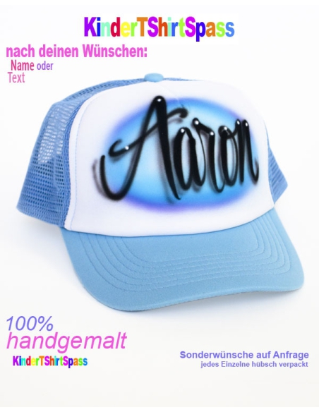 Kappe Kinder mit Namen hellblau
