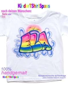 Graffiti T-Shirt Kinder Regenbogenfarben personalisiert