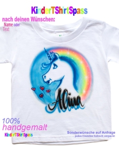 Einhorn mit Regenbogen T-Shirt Mädchen personalisiert