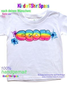 Bubble Graffiti Kinder T-Shirt Regenbogenfarben personalisiert
