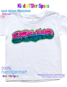 Graffiti Buchtstaben Kinder T-Shirt personalisiert