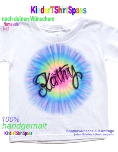 Regenbogen Blume Kinder T-Shirt mit Namen