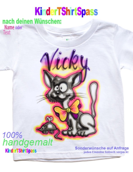 Katzen Geburtstag Mädchen T-Shirt mit Namen