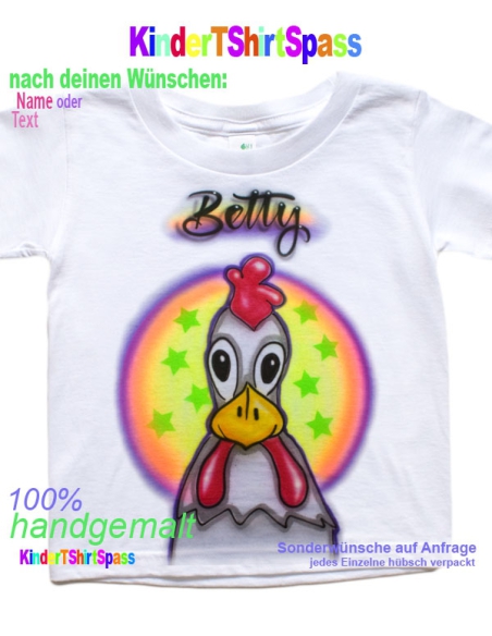 Kindergeburtstag Bauernhof T-Shirt Henne personalisiert