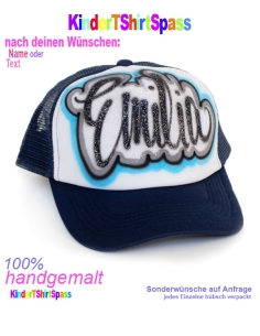 Basecap Kinder mit Glitzer Blau personalisiert
