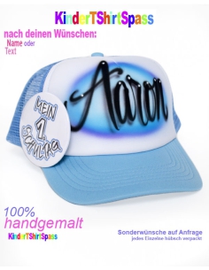 Geschenk zur Einschulung Patenkind Käppi hellblau mit Namen