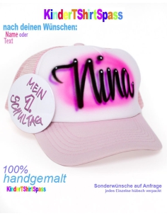 Geschenk zur Einschulung Mädchen Käppi mit Namen pink