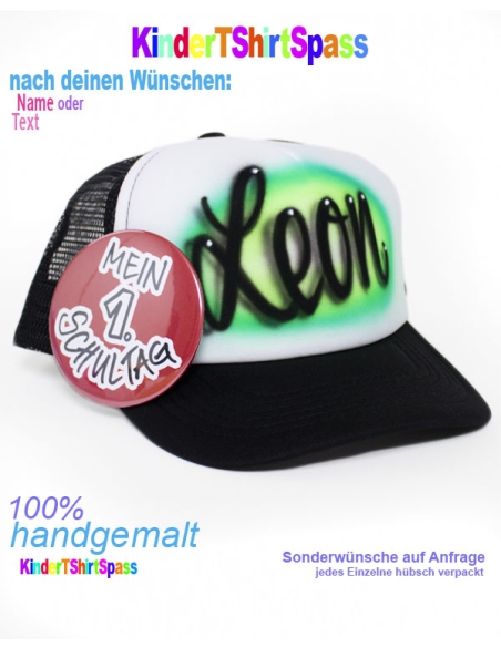 Einschulung Geschenk Kinder Cap Schwarz mit Name