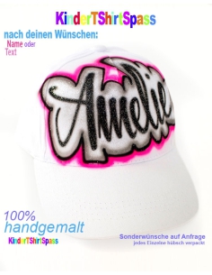 Baseball Cap Kinder Weiß mit Glitzer
