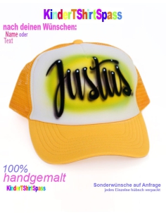 Kinder Trucker Cap mit Namen Sonnengelb