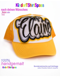 Kappe Kinder Sonnengelb mit Glitzer personalisiert
