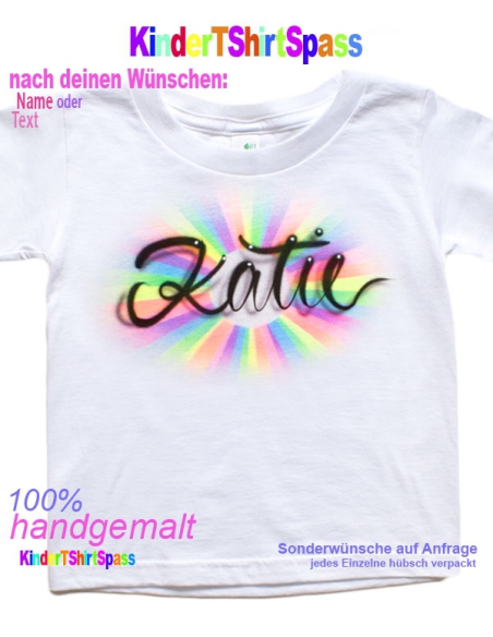 Regenbogen Kinder T-Shirt Name