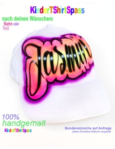 Kappe Kinder Mädchen personalisiert pink gelb
