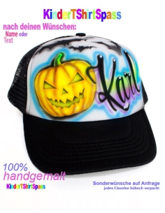 Halloween Kürbis Trucker Cap Kinder mit Namen