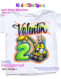Bagger T-Shirt Kinder Geburtstagszahl und Name
