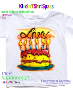 Geburtstagstorte für Kinder aufs T-Shirt mit Namen