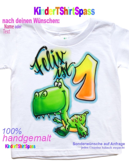 Erster Geburtstag Junge Dino T-Shirt mit Namen